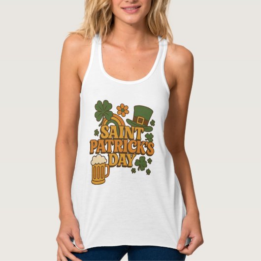 Retro jaren 70 St. Patrick's Day Tanktop (Voorkant)