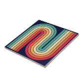 Retro jaren '70 Stijl Geboogd Strepen Geometrisch Tegeltje (Zijkant)