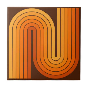 Retro jaren '70 Stijl Geboogd Strepen Geometrisch  Tegeltje