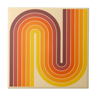 Retro jaren '70 Stijl Geboogd Strepen Geometrisch  Tegeltje