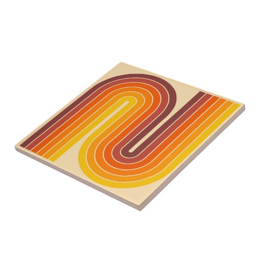 Retro jaren '70 Stijl Geboogd Strepen Geometrisch  Tegeltje (Zijkant)