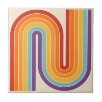 Retro jaren '70 Stijl Geboogd Strepen Geometrisch 