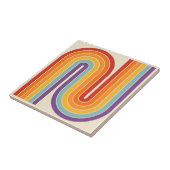 Retro jaren '70 Stijl Geboogd Strepen Geometrisch Tegeltje (Zijkant)