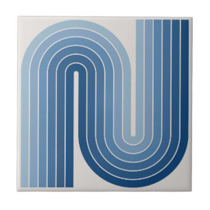 Retro jaren '70 Stijl Geboogd Strepen Geometrisch  Tegeltje