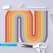 Retro jaren '70 Stijl Geboogd Strepen Geometrisch Tissuepapier (Craft)