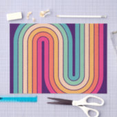 Retro jaren '70 Stijl Geboogd Strepen Geometrisch  Tissuepapier (Craft)