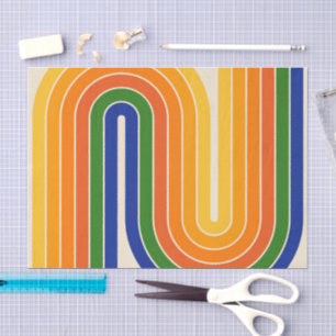 Retro jaren '70 Stijl Geboogd Strepen Geometrisch Tissuepapier
