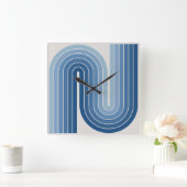 Retro jaren '70 Stijl Geboogd Strepen Geometrisch  Vierkante Klok (Huis)