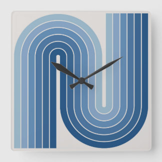 Retro jaren '70 Stijl Geboogd Strepen Geometrisch Vierkante Klok