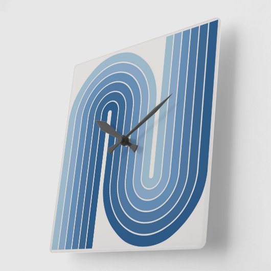 Retro jaren '70 Stijl Geboogd Strepen Geometrisch  Vierkante Klok (Hoek)