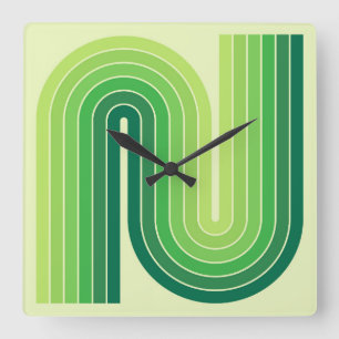 Retro jaren '70 Stijl Geboogd Strepen Geometrisch  Vierkante Klok