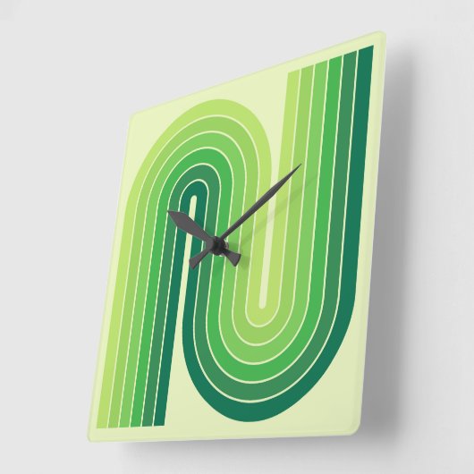 Retro jaren '70 Stijl Geboogd Strepen Geometrisch  Vierkante Klok (Hoek)