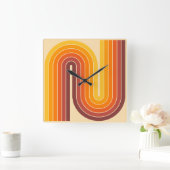 Retro jaren '70 Stijl Geboogd Strepen Geometrisch Vierkante Klok (Huis)