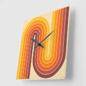 Retro jaren '70 Stijl Geboogd Strepen Geometrisch Vierkante Klok (Hoek)