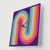 Retro jaren '70 Stijl Geboogd Strepen Geometrisch  Vierkante Klok (Hoek)