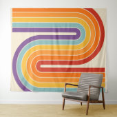 Retro jaren '70 Stijl Geboogd Strepen Geometrisch  Wandkleed (In Situ (horizontaal))