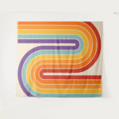 Retro jaren '70 Stijl Geboogd Strepen Geometrisch  Wandkleed (Voorkant (horizontaal))