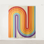 Retro jaren '70 Stijl Geboogd Strepen Geometrisch  Wandkleed (Voorkant)