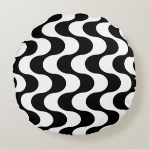 Retro jaren '70 Stijl Wavy Op-Art Streeppatroon Rond Kussen