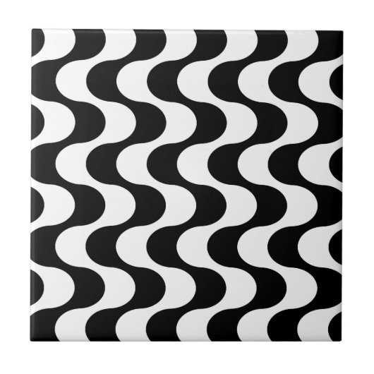 Retro jaren '70 Stijl Wavy Op-Art Streeppatroon Tegeltje (Voorkant)