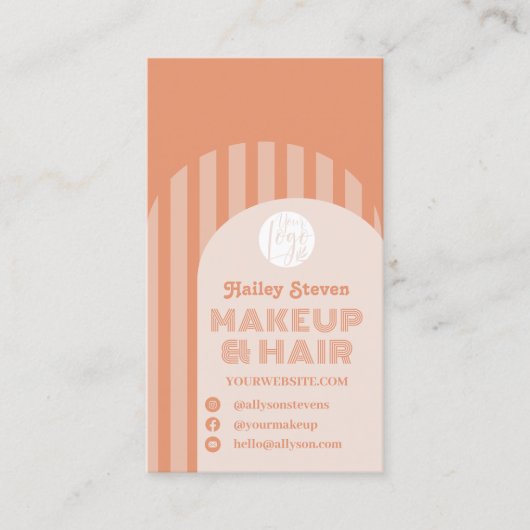  retro jaren '70 Tan Arch foto make-up Visitekaartje (Voorkant)