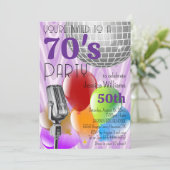 Retro jaren 70 thema verjaardagsfeest kaart (Staand voorkant)