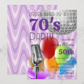 Retro jaren 70 thema verjaardagsfeest kaart (Voorkant / Achterkant)