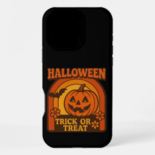 Retro jaren 70 Trick or Treat Halloween iPhone 16 Pro Max Hoesje