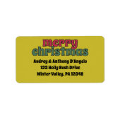 Retro jaren 70 Vrolijk Kerstmis Retouradres Etiket (Voorkant)