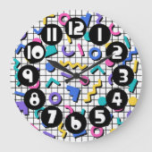 Retro jaren 80/90 Memphis Style Grote Klok (Voorkant)