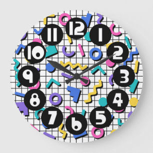 Retro jaren 80/90 Memphis Style Grote Klok