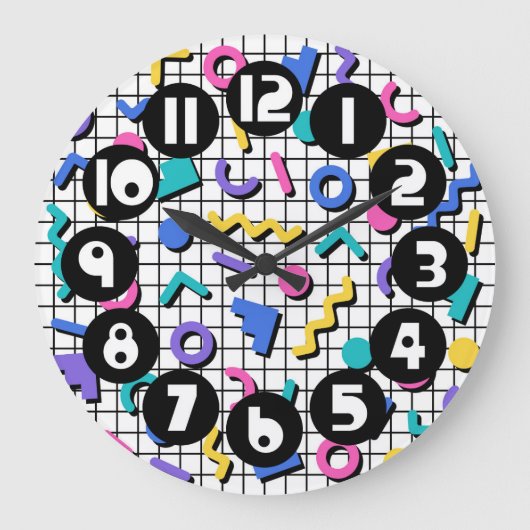 Retro jaren 80/90 Memphis Style Grote Klok (Voorkant)