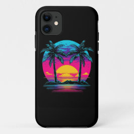 Retro jaren 80 jaren 90 Vaporwave Palmbomen Strand Case-Mate iPhone Case