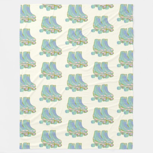 Retro jaren 80 Roller Schaatsen Patroon Pastelscha Fleece Deken (Voorkant)