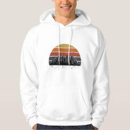 Retro jaren 80 stadsprofiel zonsondergang vintage  hoodie