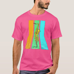 Retro jaren 80 stijl jazzsaxofoon t-shirt