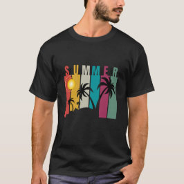 Retro jaren 80 Sunset Palm Tree Surfen Zomer Stran T-shirt