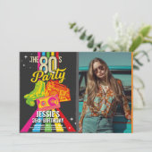 Retro jaren 80 Verjaardag Tachtiger Feestfoto Kaart (Staand voorkant)