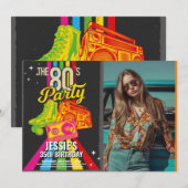 Retro jaren 80 Verjaardag Tachtiger Feestfoto Kaart (Voorkant / Achterkant)