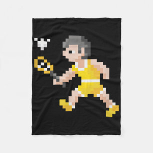 Retro jaren 80 videogame pixel art badmintonspeler fleece deken