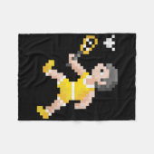 Retro jaren 80 videogame pixel art badmintonspeler fleece deken (Voorkant (Horizontaal))