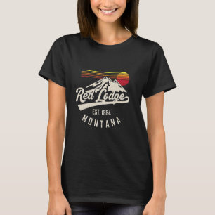 Retro jaren 80 zon en berg rode lodge ma T-shirt
