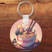 Retro jaren 90 Anime Ramen Noodle Esthetische Kuns Sleutelhanger (Voorkant)