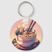 Retro jaren 90 Anime Ramen Noodle Esthetische Kuns Sleutelhanger (Achterkant)