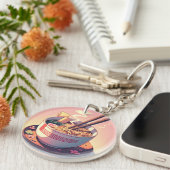 Retro jaren 90 Anime Ramen Noodle Esthetische Kuns Sleutelhanger (Voorkant Rechts)