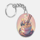 Retro jaren 90 Anime Ramen Noodle Esthetische Kuns Sleutelhanger (Voorkant Links)