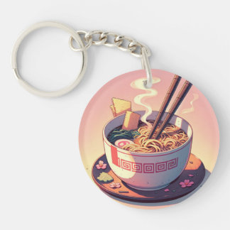 Retro jaren 90 Anime Ramen Noodle Esthetische Kuns Sleutelhanger