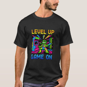 Retro jaren '90 Gaming Pixel Art & "Level Up" Grap T-shirt