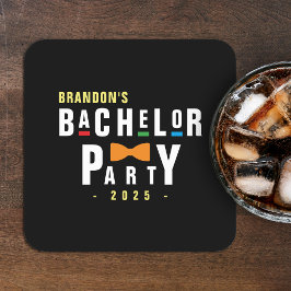 Retro jaren 90 Kleurrijke Bowtie Bachelor Party Zw Kartonnen Onderzetters