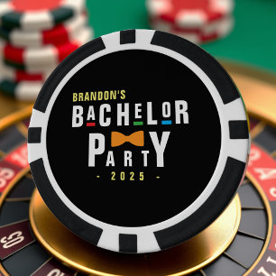 Retro jaren 90 Kleurrijke Bowtie Bachelor Party Zw Poker Chips